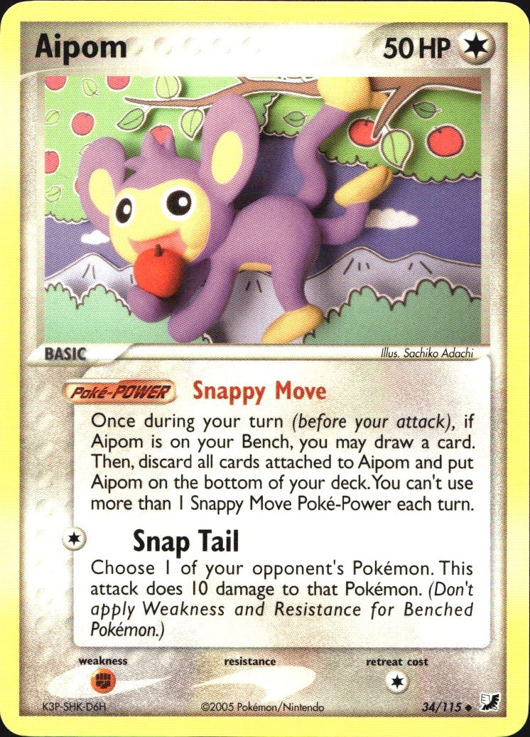 Aipom 34/115 Uncommon Unseen Forces Pokemon Near Mint