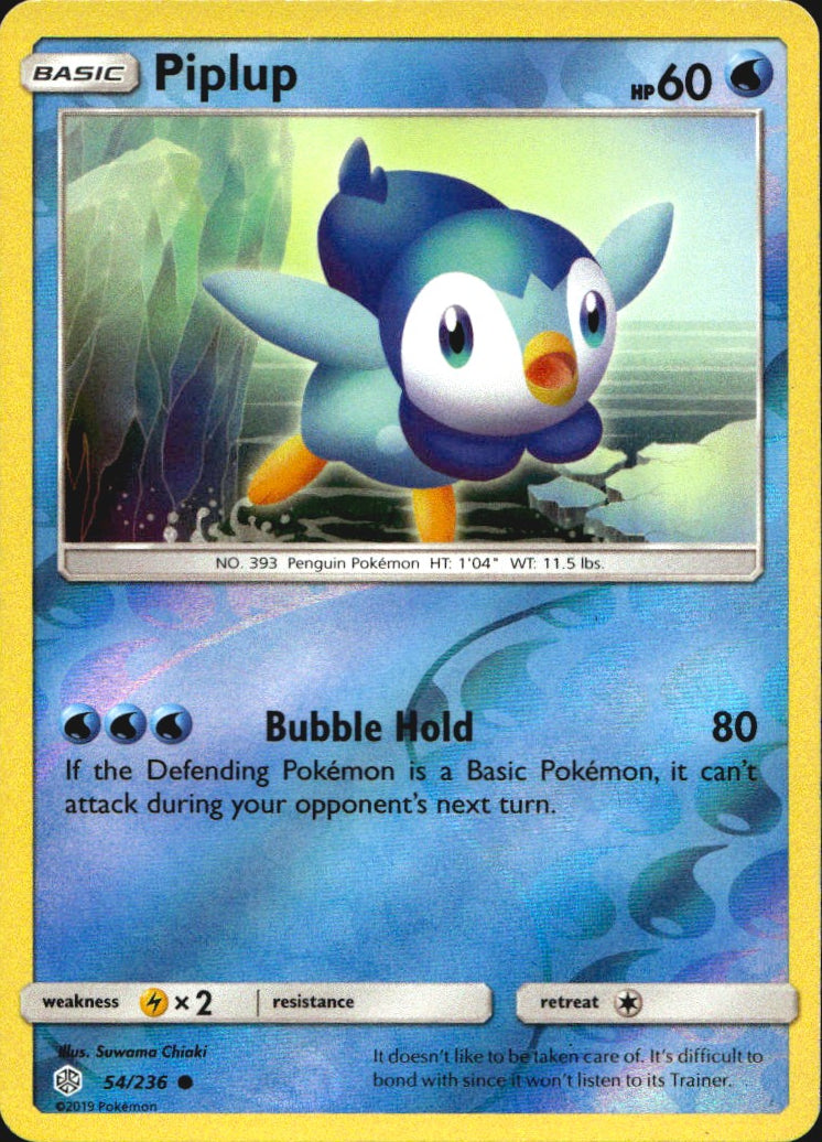 Piplup 54/236 Common Cosmic Eclipse Reverse Holo Near Mint