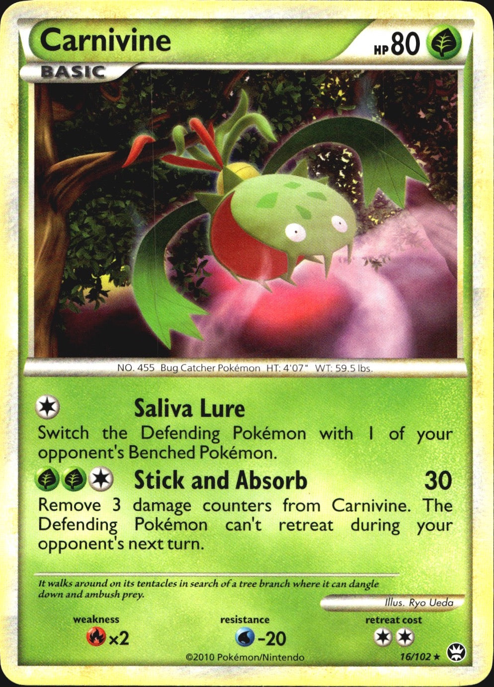 Carnivine 16/102 Rare HGSS Triumphant Pokemon Near Mint