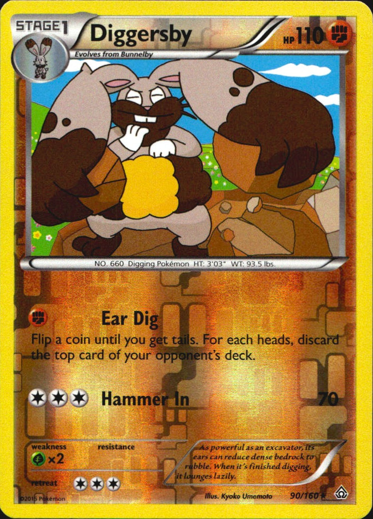 Diggersby 90/160 Rare Primal Clash Pokemon Reverse Holo Near Mint