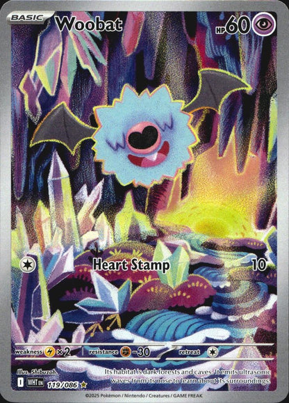 Woobat 119/086 Illustration Rare White Flare Pokemon Near Mint