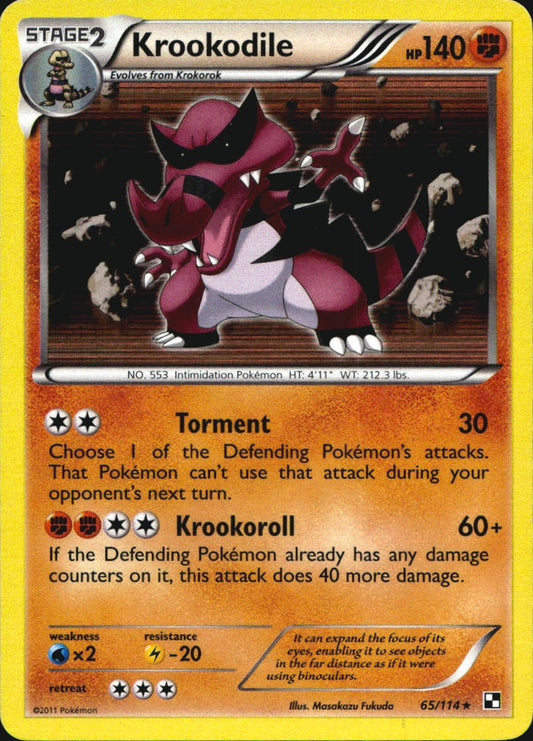 Krookodile 65/114 Holo Rare Black & White Pokemon Near Mint