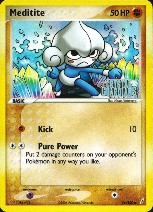 Meditite 56/100 Common Crystal Guardians Pokemon Reverse Holo Near Mint