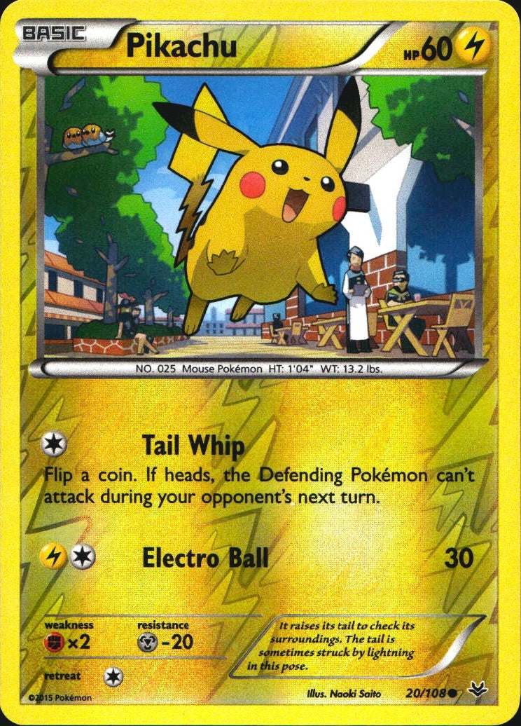 Pikachu 20/108 Common Roaring Skies Pokemon Reverse Holo Near Mint