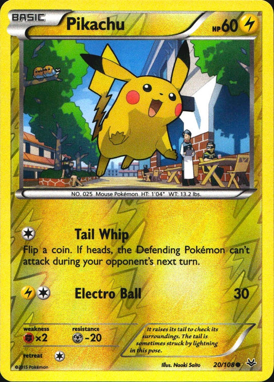 Pikachu 20/108 Common Roaring Skies Pokemon Reverse Holo Near Mint