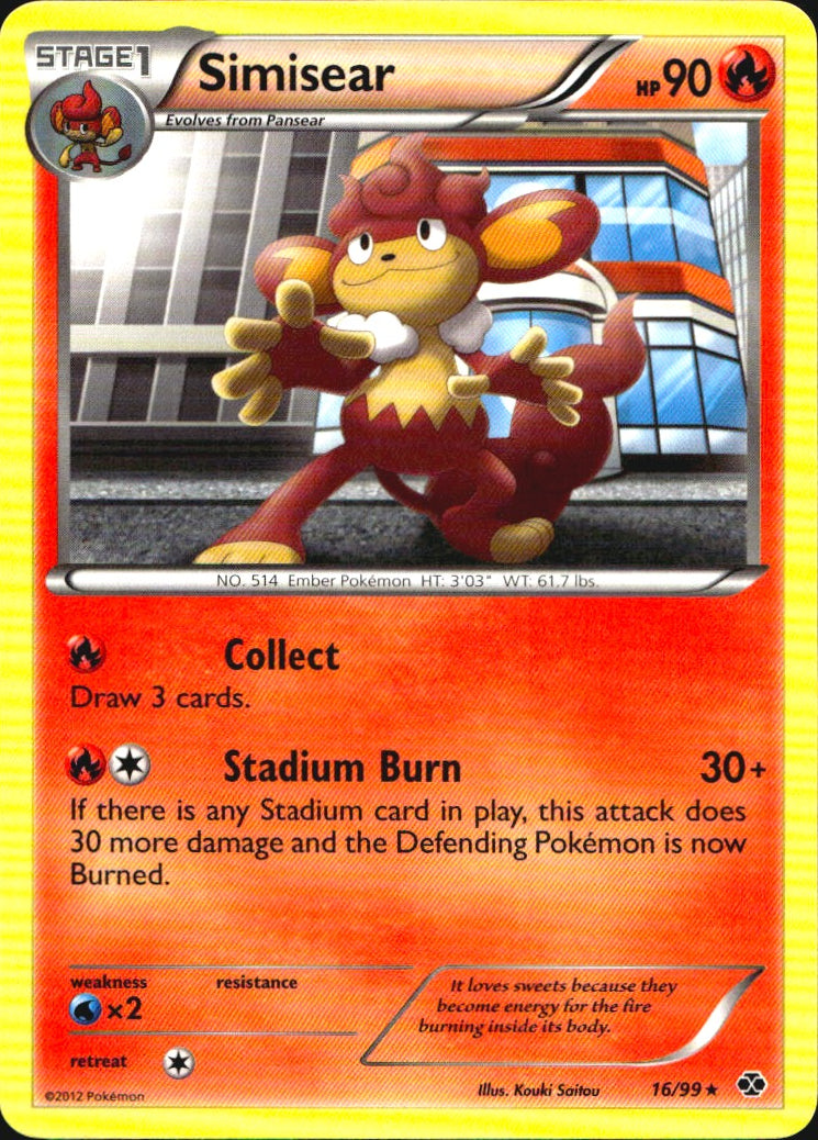 Simisear 16/99 Rare Next Destinies Pokemon Near Mint