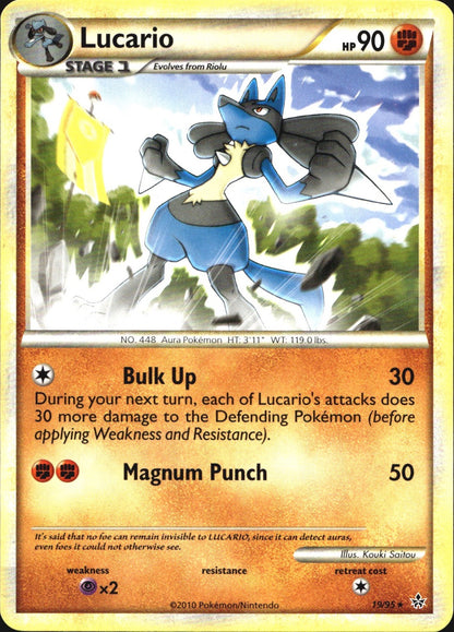 Lucario 19/95 Rare HGSS Unleashed Pokemon Near Mint