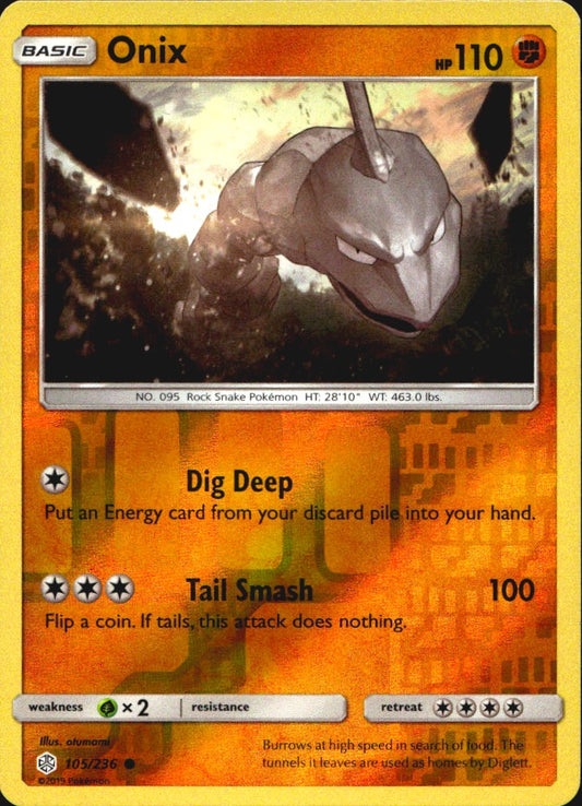 Onix 105/236 Common Cosmic Eclipse Pokemon Near Mint