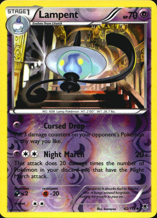 Lampent 42/119 Uncommon Phantom Forces Pokemon Reverse Holo Near Mint