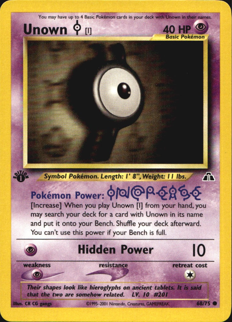 Unown [I] 68/75 Common Neo Discovery Pokemon 1st Edition Near Mint