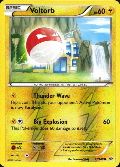 Voltorb 21/108 Common Roaring Skies Pokemon Reverse Holo Near Mint