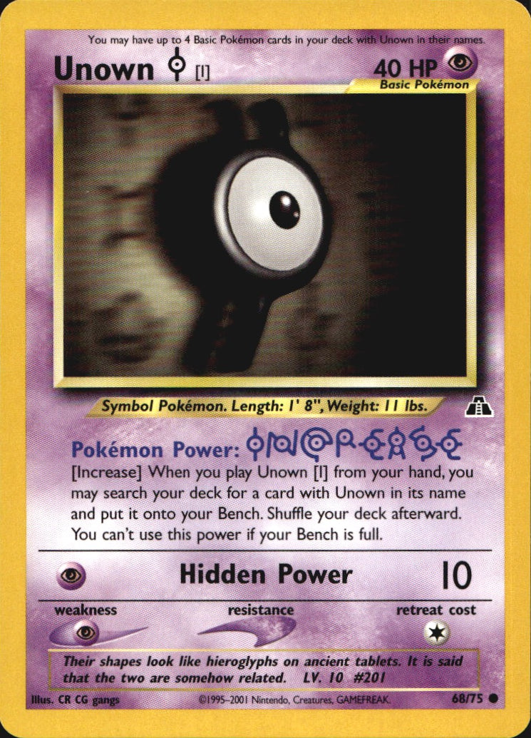 Unown [I] 68/75 Common Neo Discovery Pokemon Near Mint