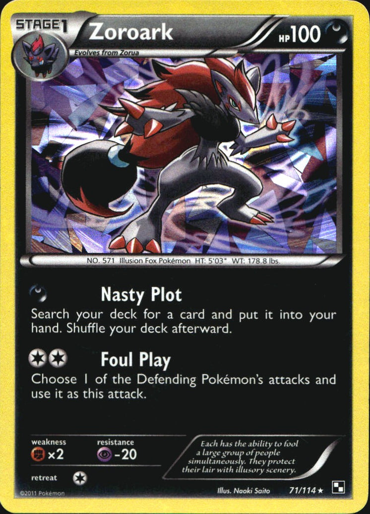 Zoroark 71/114 Cracked Ice Holo Rare Black & White Pokemon Near Mint