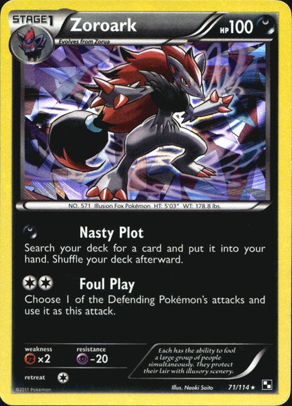 Zoroark 71/114 Cracked Ice Holo Rare Black & White Pokemon Near Mint
