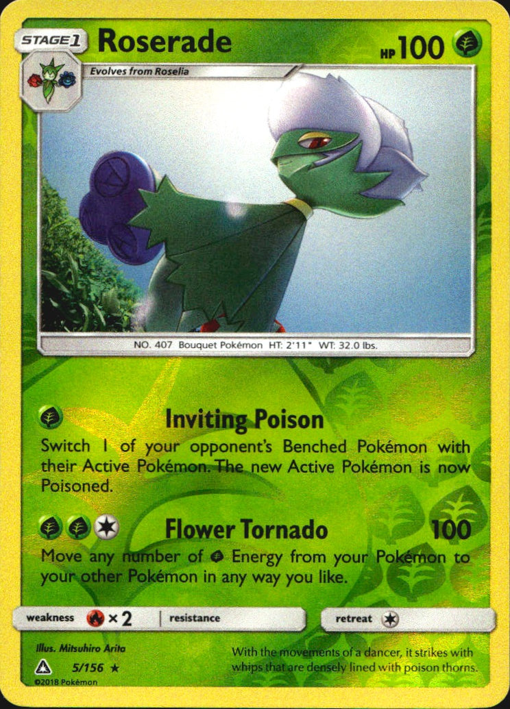 Roserade 5/156 Rare Ultra Prism Pokemon Reverse Holo Near Mint