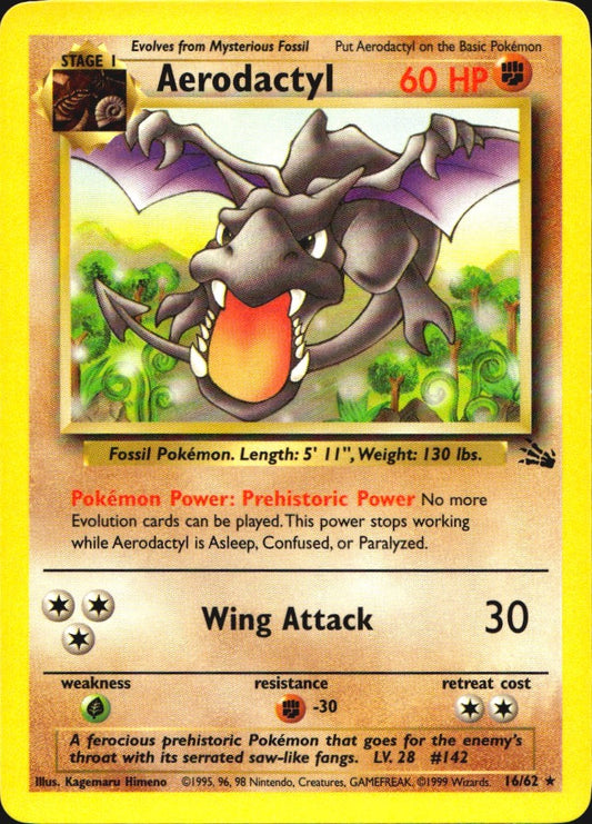 Aerodactyl 16/62 Rare Fossil Pokemon Near Mint