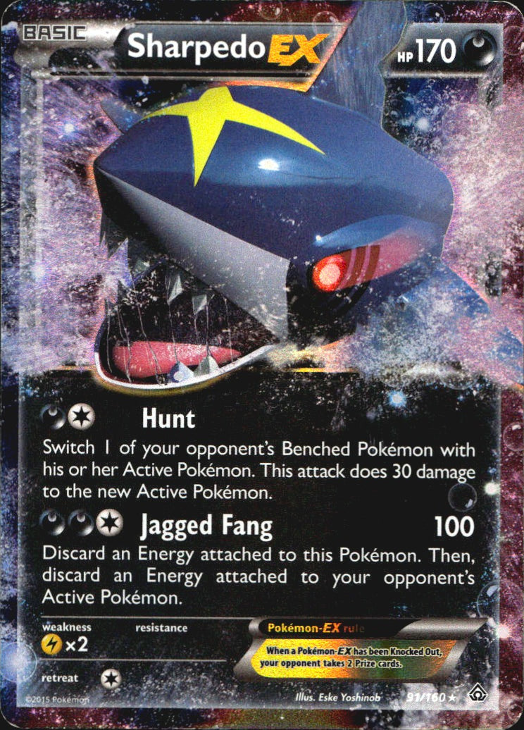 Sharpedo EX 91/160 Holo EX Rare Primal Clash Pokemon Near Mint