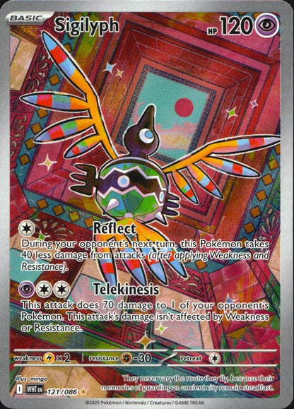 Sigilyph 121/086 Illustration Rare White Flare Pokemon Near Mint