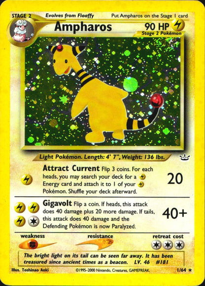 Ampharos 1/64 Holo Rare Neo Revelation Pokemon Lightly Played