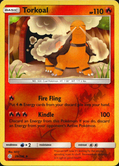 Torkoal 29/236 Uncommon Cosmic Eclipse Pokemon Reverse Holo Near Mint