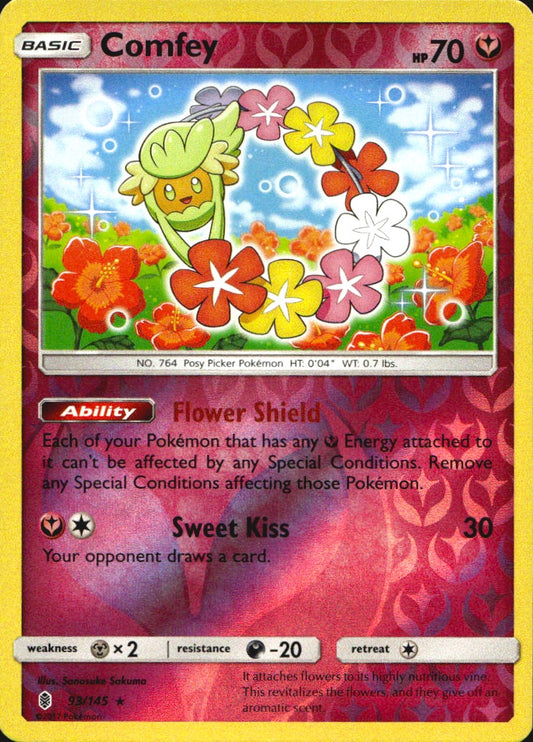Comfey 93/145 Holo Rare Guardians Rising Pokemon Reverse Holo Near Mint