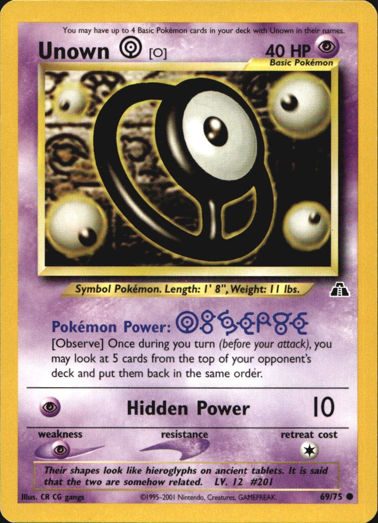 Unown [O] 69/75 Common Neo Discovery Pokemon Near Mint