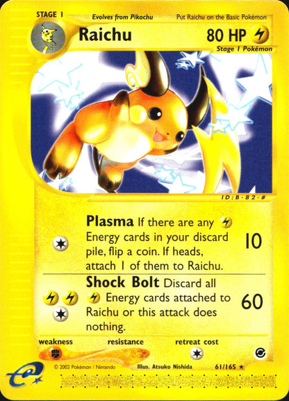 Raichu 61/165 Rare Expedition Base Set Pokemon Near Mint