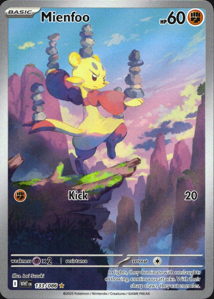 Mienfoo 133/086 Illustration Rare White Flare Pokemon Near Mint