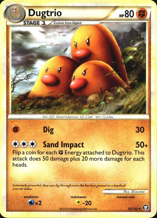 Dugtrio 19/102 Rare HGSS Triumphant Pokemon Near Mint