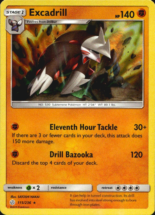 Excadrill 115/236 Holo Rare Cosmic Eclipse Pokemon Near Mint