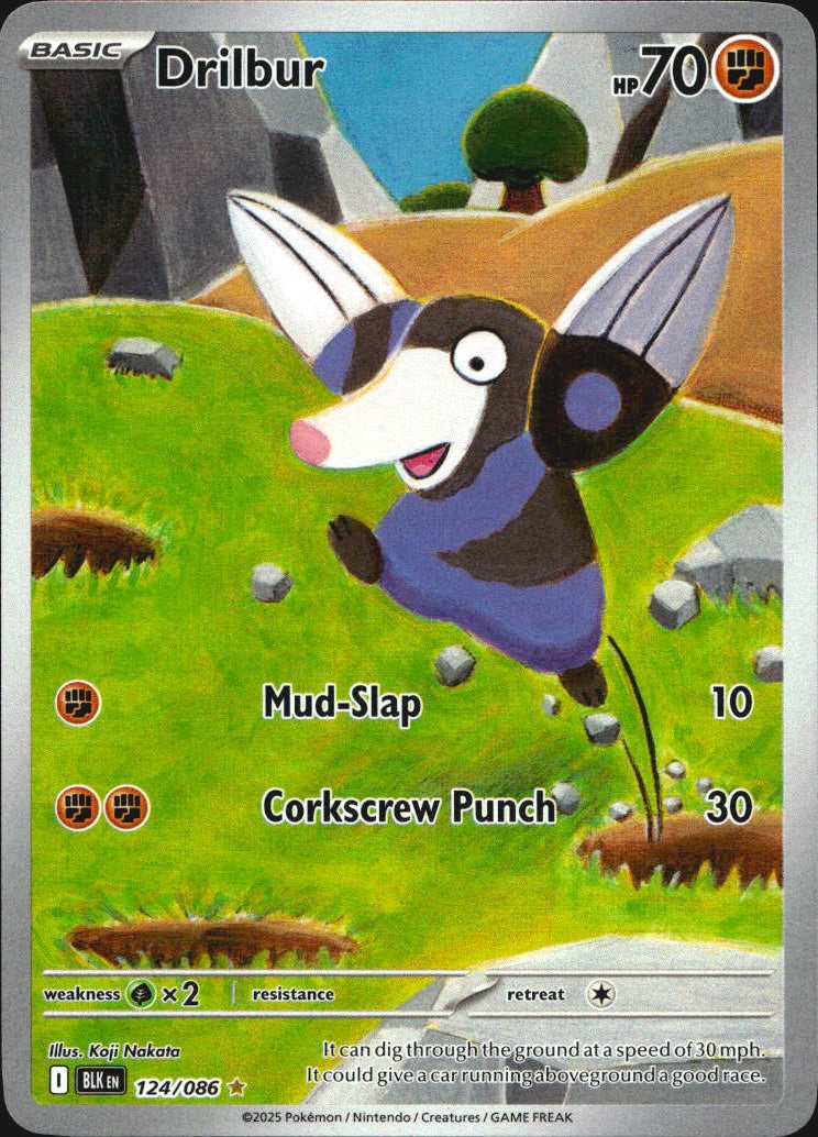 Drilbur 124/086 Illustration Rare Black Bolt Pokemon Near Mint