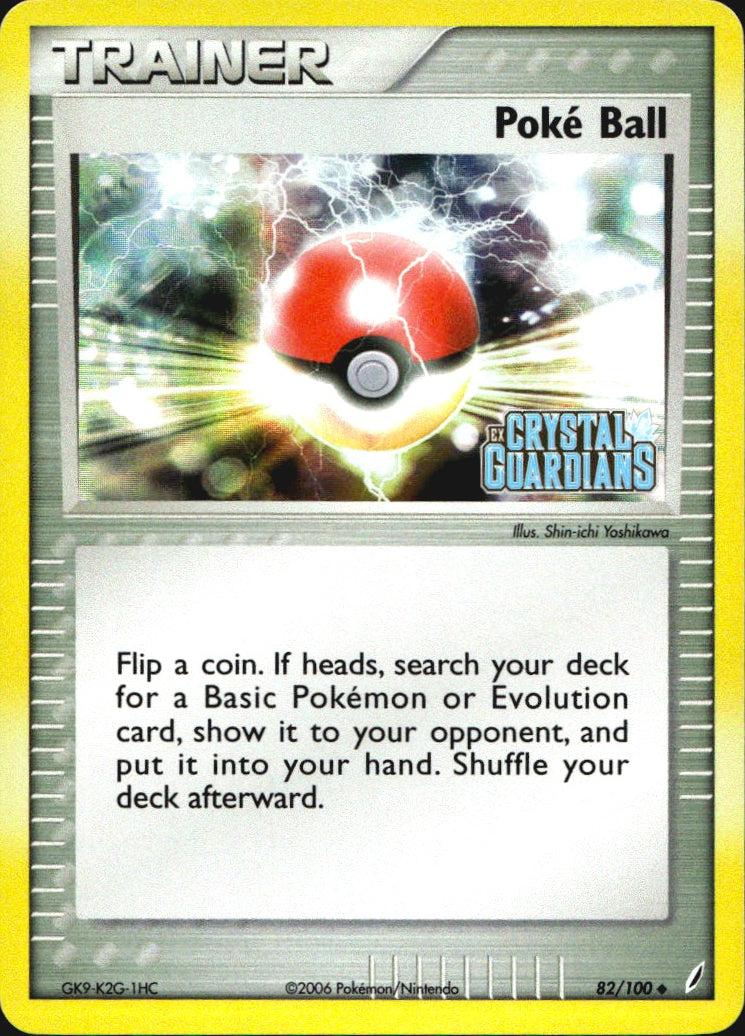 Poke Ball 82/100 Uncommon Crystal Guardians Pokemon Reverse Holo Near Mint