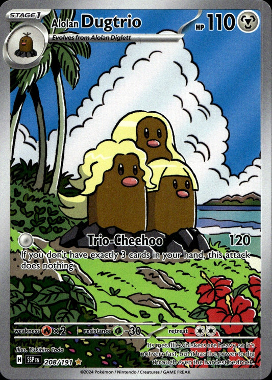 Alolan Dugtrio 208/191 Illustration Rare Surging Sparks Pokemon Near Mint