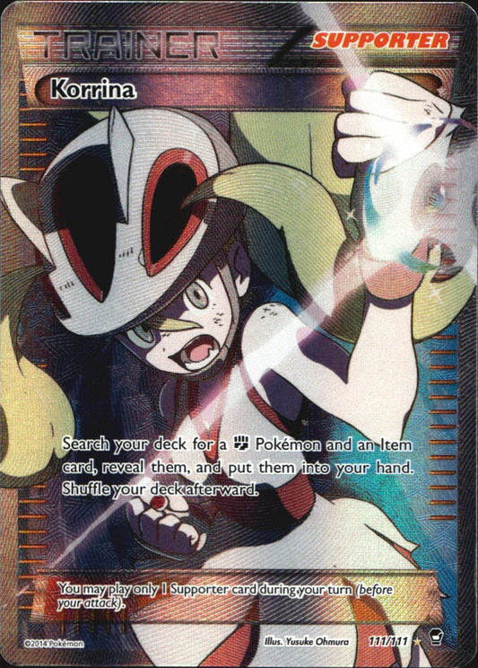 Korrina 111/111 Rare Ultra Furious Fists Pokemon Moderately Played