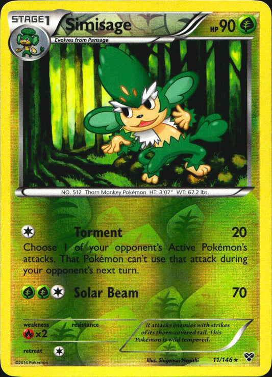 Simisage 11/146 Rare XY Pokemon Reverse Holo Near Mint