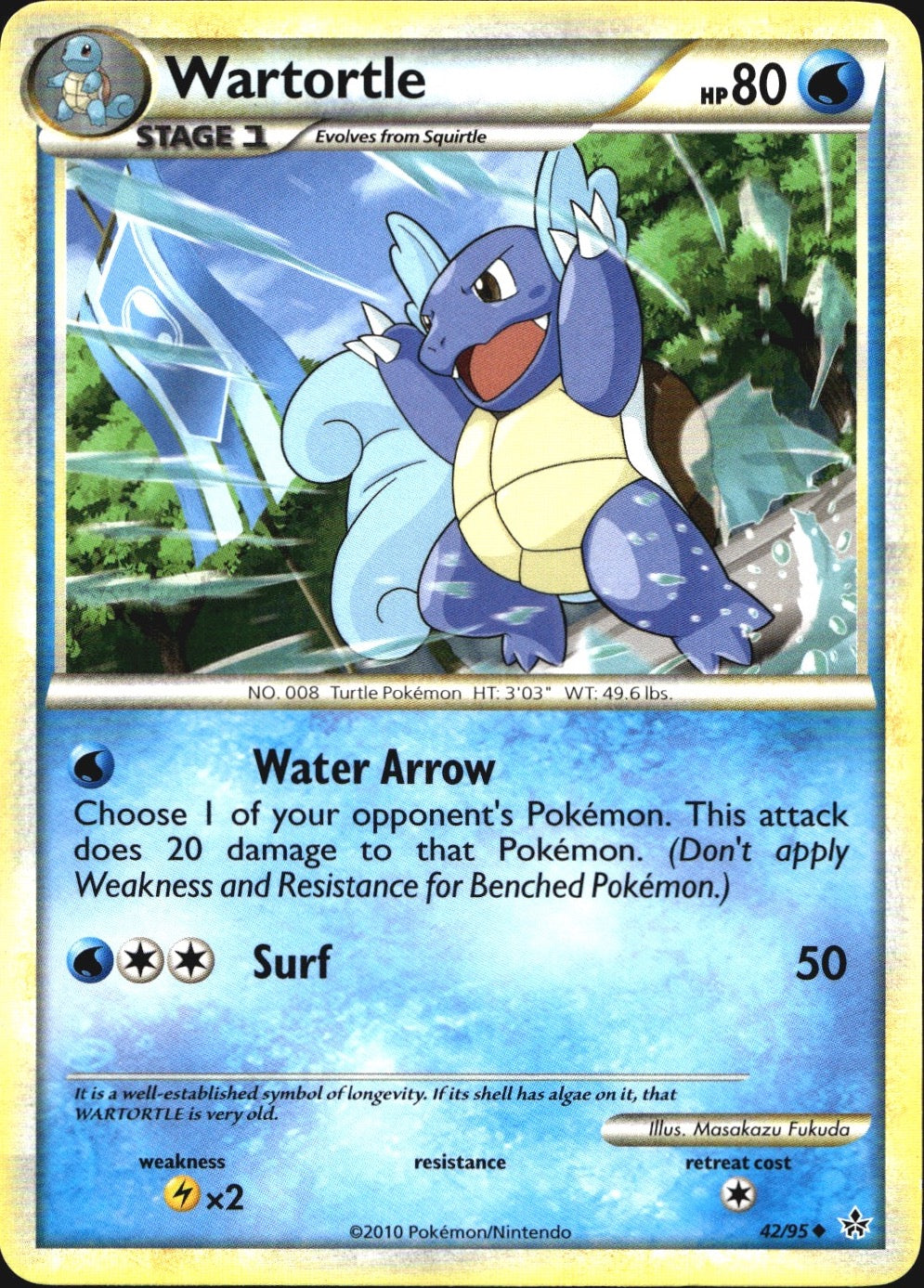 Wartortle 42/95 Uncommon HGSS Unleashed Pokemon Near Mint