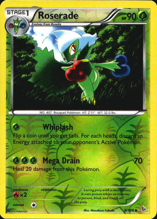 Roserade 9/106 Uncommon Flashfire Pokemon Reverse Holo Near Mint