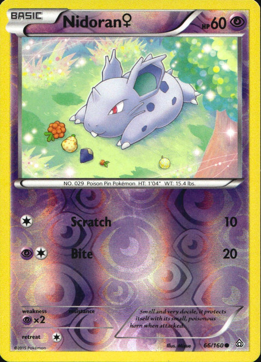 Nidoran F 66/160 Common Primal Clash Pokemon Reverse Holo Near Mint