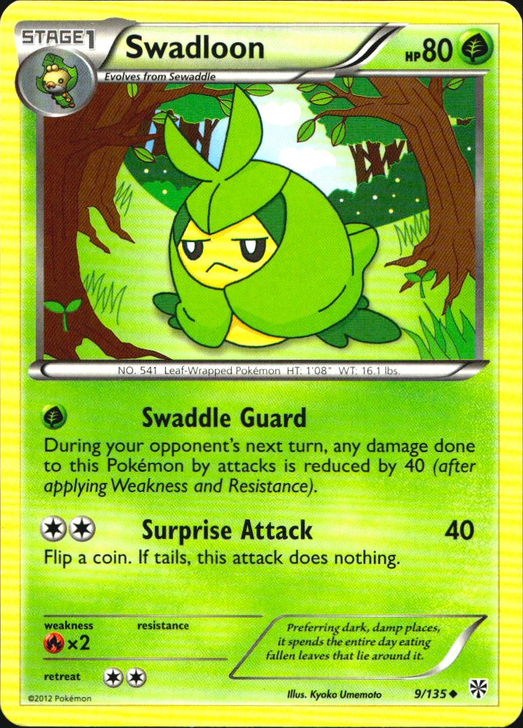Swadloon 9/135 Uncommon Plasma Storm Pokemon Near Mint