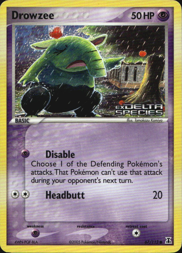 Drowzee 67/113 Common Delta Species Pokemon Reverse Holo Lightly Played