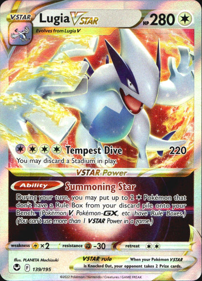 Lugia VSTAR 139/195 Holo VSTAR Rare Silver Tempest Near Mint