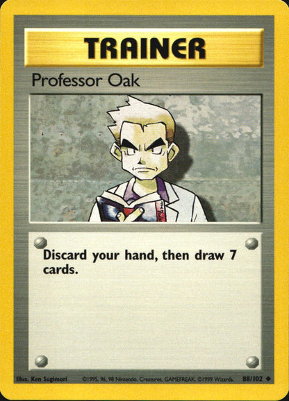 Professor Oak 88/102 Uncommon Base Set Unlimited Pokemon Near Mint