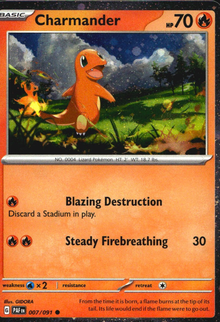 Charmander 007/091 Cosmos Holo Common Paldean Fates Pokemon Near Mint