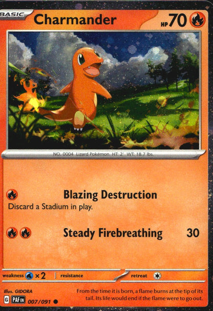 Charmander 007/091 Cosmos Holo Common Paldean Fates Pokemon Near Mint
