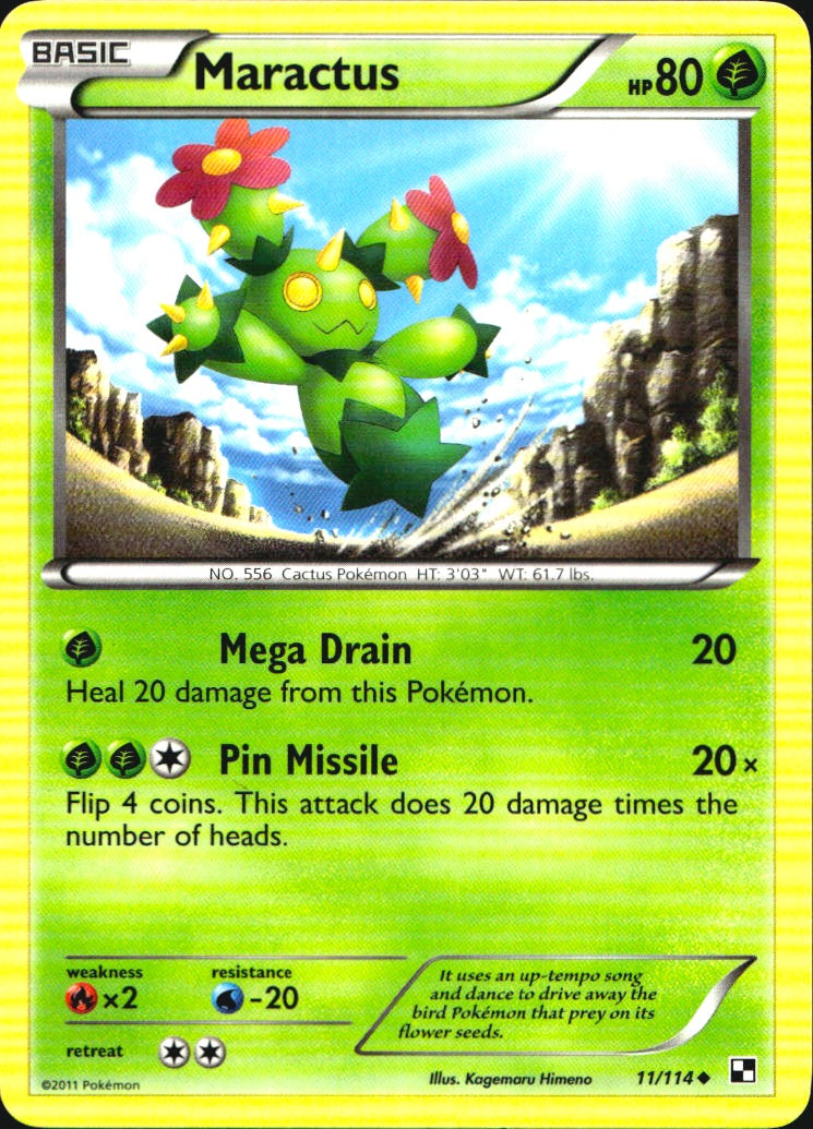 Maractus 11/114 Uncommon Black & White Pokemon Near Mint