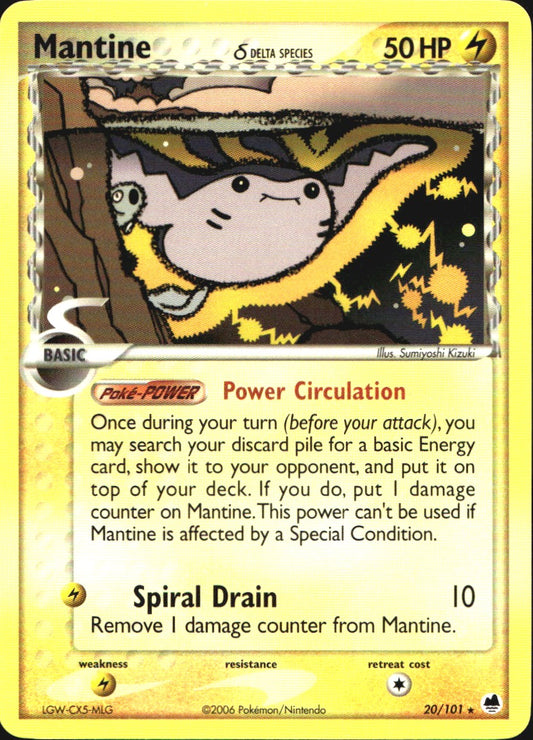 Mantine 20/101 Rare Dragon Frontiers Pokemon Near Mint