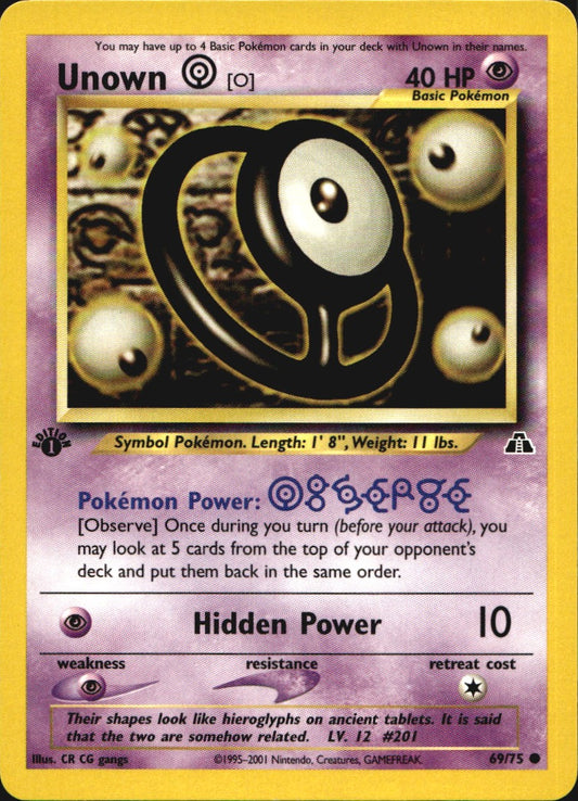 Unown [O] 69/75 Common Neo Discovery Pokemon 1st Edition Near Mint