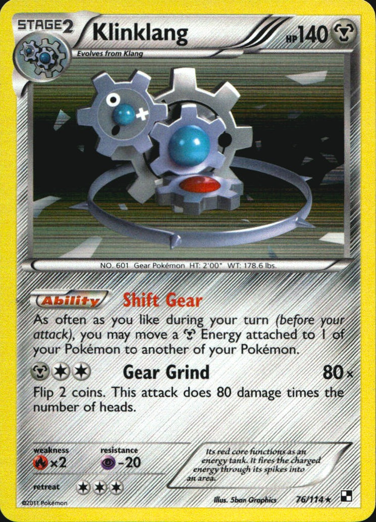 Klinklang 76/114 Holo Rare Black & White Pokemon Near Mint