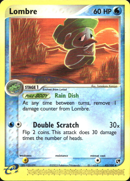 Lombre 45/100 Uncommon Sandstorm Pokemon Near Mint