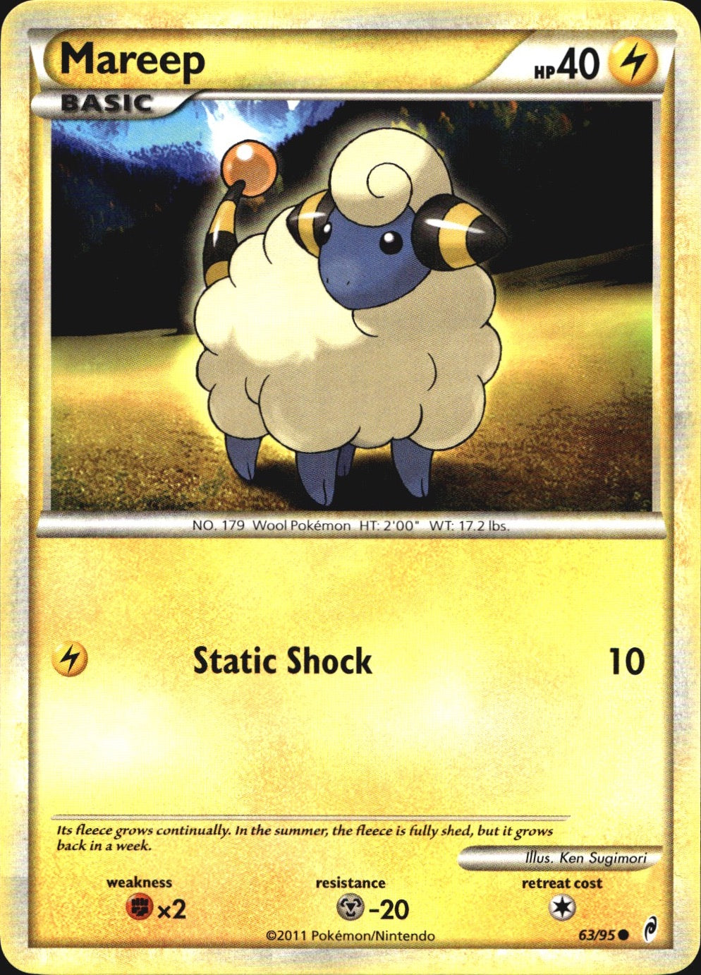 Mareep 63/95 Common Call of Legends Pokemon Near Mint